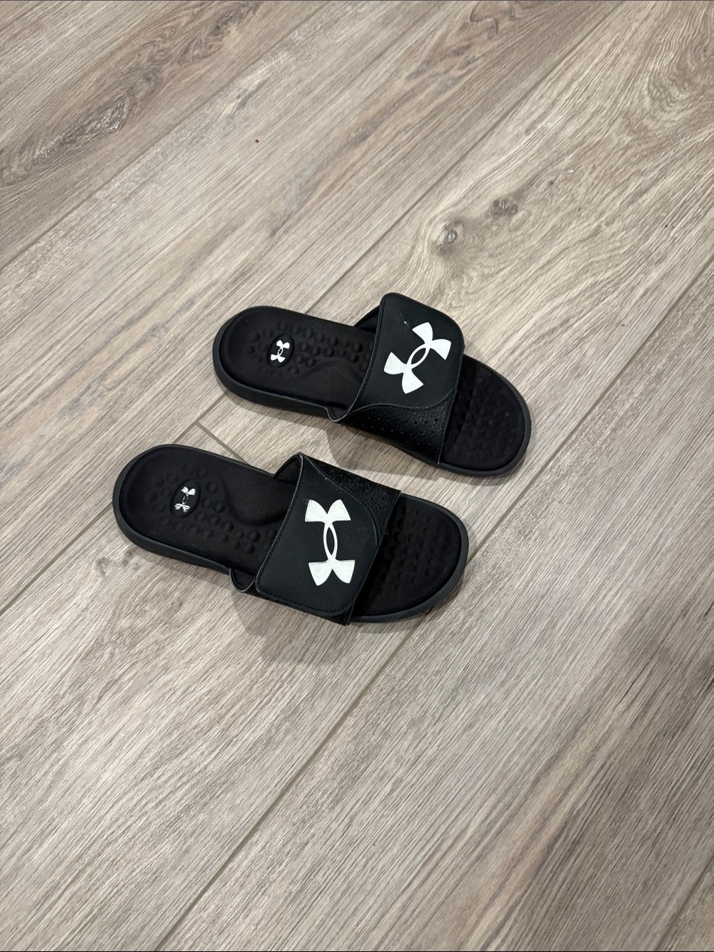Under Armour Black Slide Sandals with White Logo